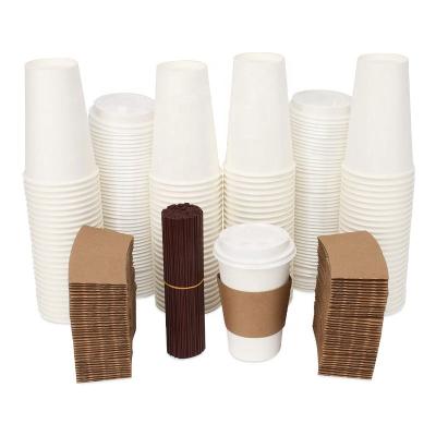 China Heepack Disposable Coffee Paper Cup Designs Paper Cup White Hot Sleeve Cardboard Paper Cup Single Layer Lid for sale