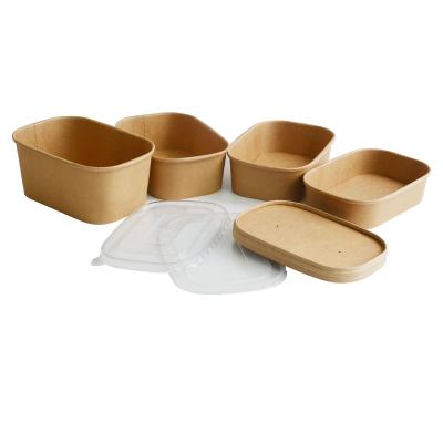 China HeePack Disposable Paper Bowl Food Container Wrapping Paper Bowl Rectangle Biodegradable Paper Bowl for sale