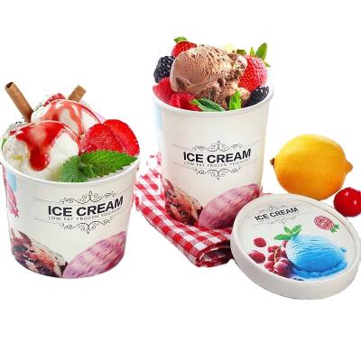 China Heepack 5oz 8oz 12oz 16oz disposable ice cream cup container eco custom printing paper cup with lid to go disposable yogurt ice cream tubs for sale