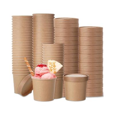 China Restaurant Disposable Catering Noodle Frozen Yogurt Ice Cream Soup Cups Disposable Paper Hot Tub Rolls Containers With Paper Lids for sale