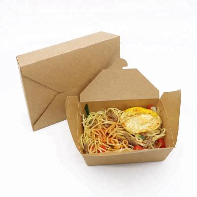 China Food Grade Disposable Kraft Paper Take Out Container Chinese Noodle Meal Box for sale