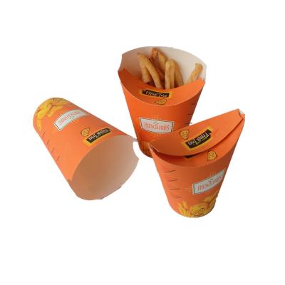 China Recycled Materials Disposable French Fries Holder Take Out French Fries Packaging Cup Bag for sale