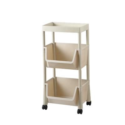 China Suitable For Mobile Out Wheeled Kitchen Shelves Layered Storage Shelves Plastic for sale