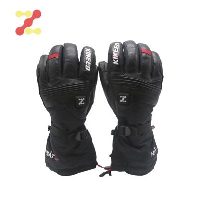 China Leather Touch Screen Gloves Rechargeable Battery Temperature Control Electric Heated Warmers for Skiing for sale