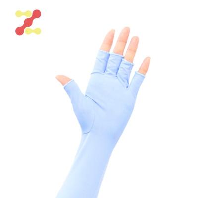 China Breathable Silk Cold Pure Sun Gloves Color Ice Half Finger Training Sleeve Gloves for sale