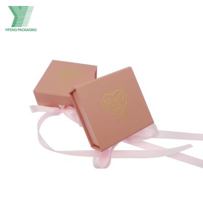 China Recyclable/Handmade Sample Rose Gold Small Gift Box with Fixed Grosgrain Ribbon for sale