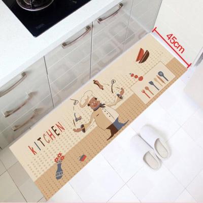 China New Home Decor Washable Cartoon Custom Water Absorbent Digital Printed Non Slip 2 in 1 Kitchen Mat for sale