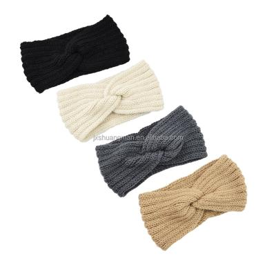 China Keep Warm Knitted Wool Headband Cross Hand - Woven Warm Headband Flat Style Knit Headband for sale