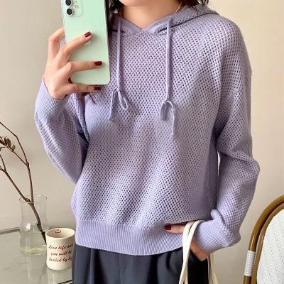 China 2022 new spring hollow hooded sweater Anti-wrinkle women's sweater wholesale fashion casual hoodie for sale