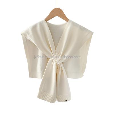 China Soft texture pure color small shawls for women in spring and autumn with knitted scarf for sale