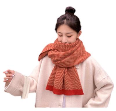 China Soft Texture Herringbone Pattern Women's Fall/Winter Soft Knitted Scarf for sale