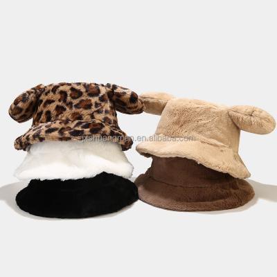 China 2022 New COMMON Fall/Winter Hats Cute Rabbit Imitation Fur With Big Thick Plush Ears Bucket Hat for sale