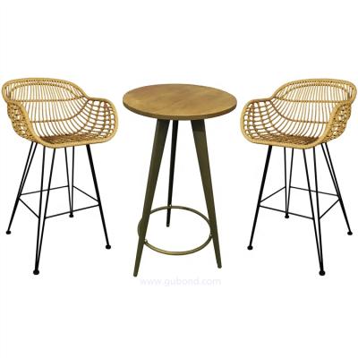 China Modern outdoor PE rattan metal restaurant furniture GR122 wicker bar stool with cushions for sale for sale