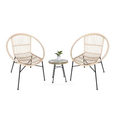 China GR106 Modern Metal Stackable Garden Plastic Wicker Rattan Dining Chairs With Cushion Outdoor Furniture for sale