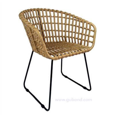 China Modern Patio Metal Plastic Rattan Dining Armchairs With Cushion Outdoor Furniture for sale