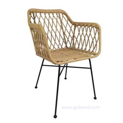 China Modern Outdoor Furniture Metal Rattan Plastic Garden Chairs With Cushion for sale