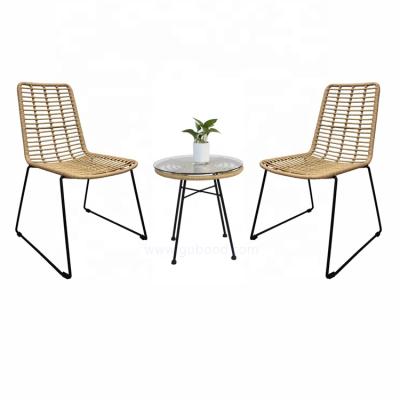 China Modern Restaurant GR160 Metal Poly Rattan Wicker Stackable Dining Chairs With Cushion Outdoor Furniture for sale