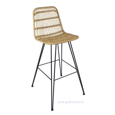 China Modern outdoor furniture patio metal PE rattan dining bar stool chair with cushions for sale for sale