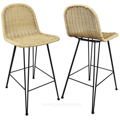 China GR103 Modern Outdoor Poly Metal Rattan Patio Bar Stools Wicker Tables And Chairs With Cushion for sale