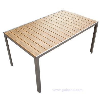 China KD Rectangle Restaurant Slat GT976 Outdoor And Indoor Waterproof Aluminum Plastic Wooden Table for sale