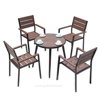 China Modern Outdoor Stackable Aluminum Plastic Wood Dining Cafe Chairs for sale