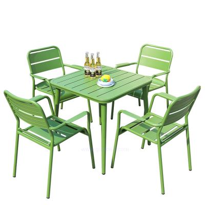 China GT953 Modern Modern Aluminum Slat Powder Coated Outdoor Metal Garden Patio Chairs And Square Table Furniture for sale