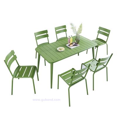 China Modern Modern Aluminum Slat GT956 Powder Coated Outdoor Rectangle Metal Garden Patio Chairs And Table for sale