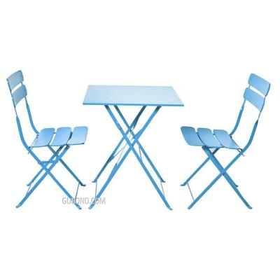 China GS131 Outdoor Steel Bistros Folding Metal Restaurant Chair And Table Stackable for sale