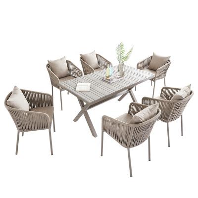 China GP131 Modern Popular Stacking Aluminum Rope Chair For Outdoor Guest Dining Garden Chair for sale