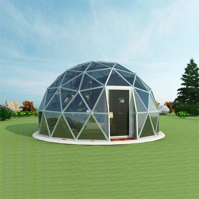 China Geodesic Transparent Dome Room Snow Field Nail 6m Hotel Glamping Dome Transparent Tent With Glass Cover for sale