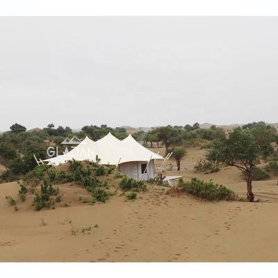 China GLADAN China outdoor soundproof tent manufacturer windproof desert tents sale hotel glamping tent 3 rooms luxury prefab small cottage house for sale