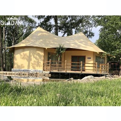 China GLADAN Glamping Safari Tent Manufacturers Prefabricated Lodge Modern Prefab Rooms Tent Glamping Hotel 2 Rooms for sale