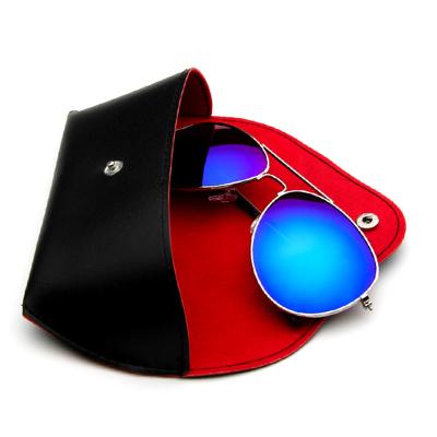 China Cortex Fashion Leather Glasses Case Bag Soft Snap Button Strong Portable Sunglasses Case Wholesale for sale