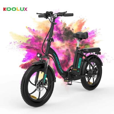 China KOOLUX Eu warehouse UK steel long distance electric bicycle 60-80km 20 inch fat tire folding e bike 25km/h soft seat electric dirt for sale