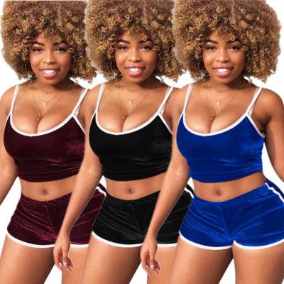 China Summer Sustainable Fashion Hot Shorts For Women 2 Pieces Sets Solid Cami Vest Crop Top Yoga Gym Biker Shorts Mini Casual Women&'S Shrots for sale