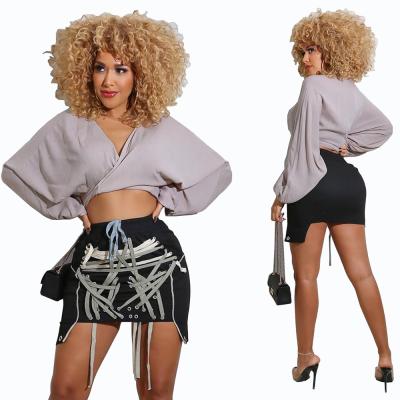 China Wholesale Plus Size Casual Woven Biker Chain And Link Design High Waist Summer Fashion Yaga Street Wear With Pocket Stylish Women Shorts for sale