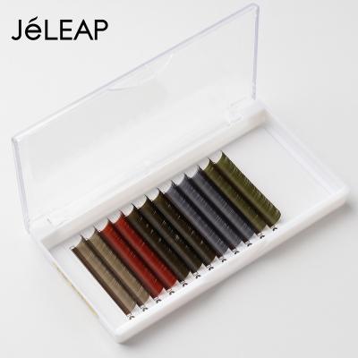 China Fluffy Direct Sales 0.20 D Curl 12mm Nature Lash Flat Split Tip Colored European Popular Eyelash Extensions for sale