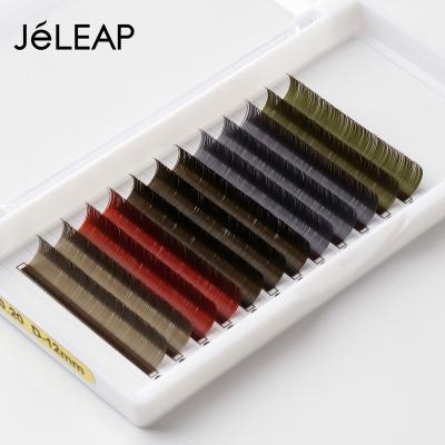 China Fluffy Private Label 0.20 D Loop 12mm Flat Split Tips Colored Vegan Eyelash Extensions Trays for sale