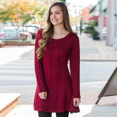 China Breathable and Comfortable Autumn Winter Daily Casual Wear Breathable Mini Sweater Dress Knitted Loose Women's Plus Size Clothes for sale