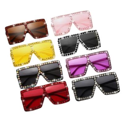 China Square Marked Design 2021 Oversized Diamond Sunglasses Women Fashion Cool Personality Large Square Sun Glass River for sale