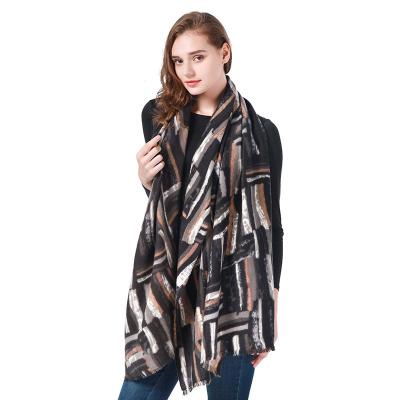 China New ladies autumn and winter soft touch feeling scarf imitation cashmere shawl border manufacturers customize pashmina scarves for sale