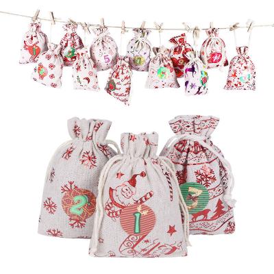 China Security Snowflake Cotton Christmas Gift Wrapping Drawstring Pouch Hot Stamping Canvas Bag for sale