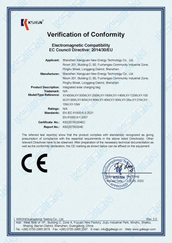 EN IEC 61000-6-3:2021 EN 61000-6-1:200 - Shenzhen Xiangyuan New Energy Technology Co., Ltd.