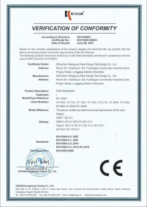 EN 61000-6-3:2007 - Shenzhen Xiangyuan New Energy Technology Co., Ltd.