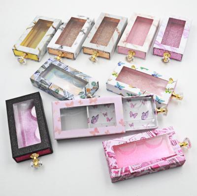 China Packaging Lash Case With Diamond Handle Eyelash Drawer Eyelash Box Butterfly Custom Boxes Lash False Eyelash Packaging Cases for sale