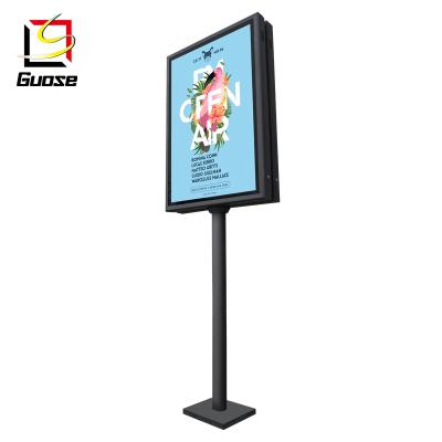 China Outdoor Waterproof LED Street Pole Business Double Sided Ads Light Box Aluminum Stree Advertising Signs for sale