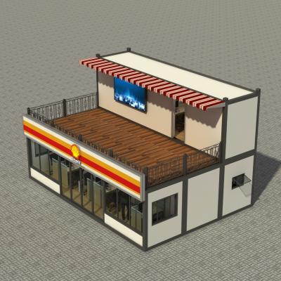 China Modern Low Cost Outdoor Customized House Gas Station Prefab Coffee Shop for sale