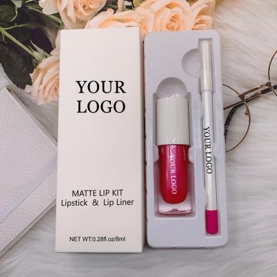 China New arrival waterproof kit batom matte lip liner and set private label liquid lipstick waterproof lip kit for sale