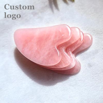 China Best selling custom hand held viso massaggiatore private label gua sha tool rose quartz gua sha stone pink gua sha tool facial for sale