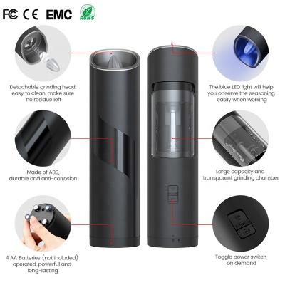 China 80ml Electric Stocked Pepper Grinder Black Best Pepper Mill For Kitchen for sale